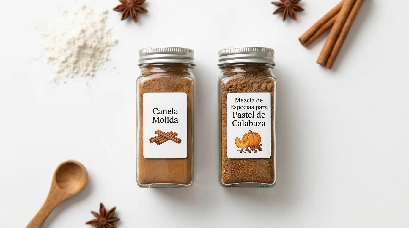 Canela Molida → Mezcla de Especias para Pastel de Calabaza