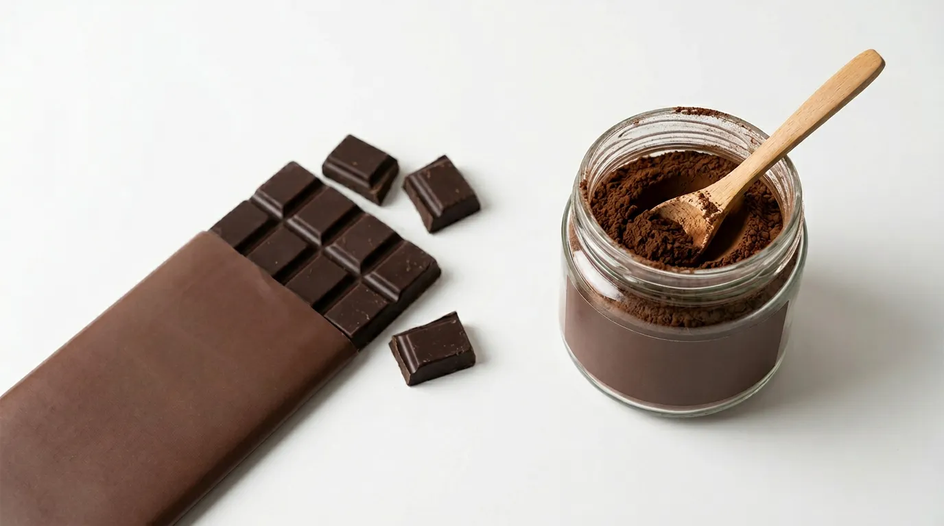 Chocolate sin Azúcar → Cacao en Polvo y Aceite