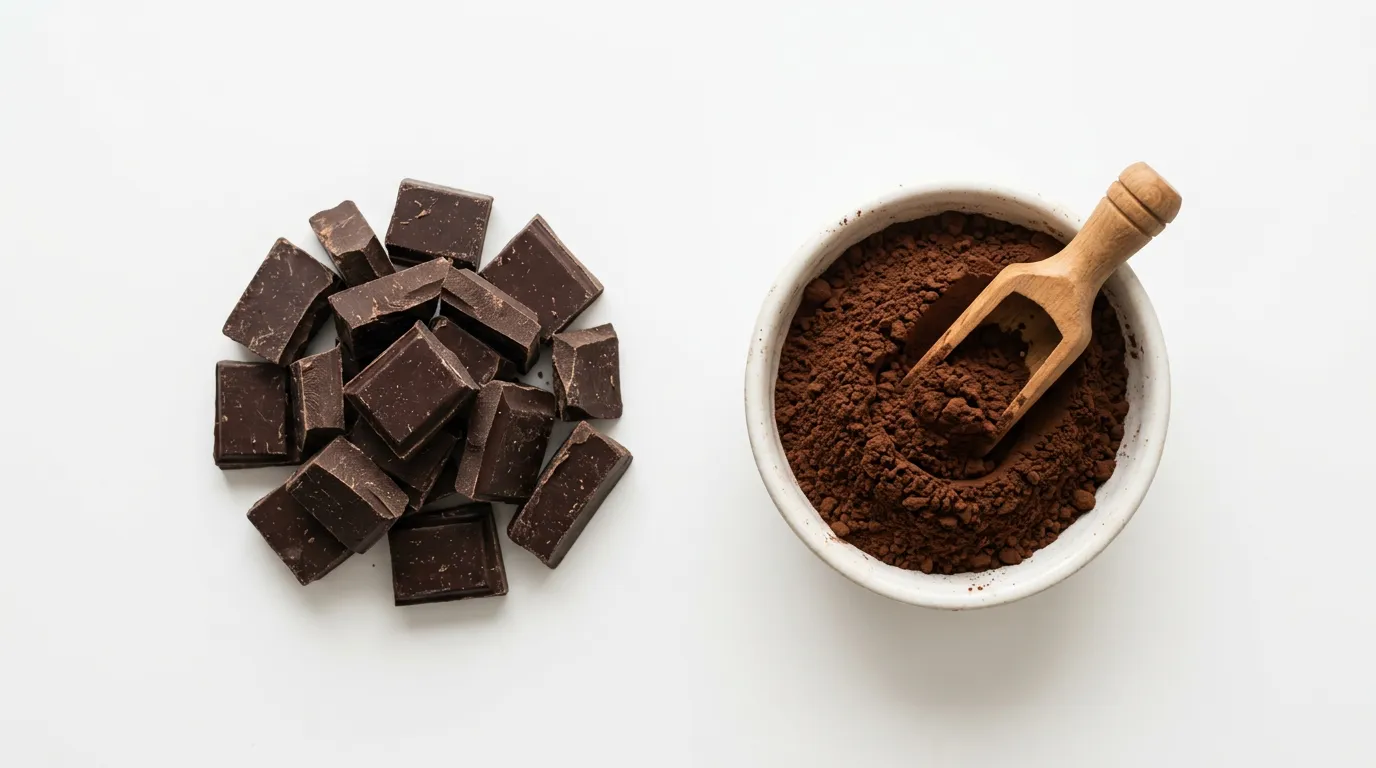 Chocolate sin Azúcar → Cacao en Polvo y Manteca Vegetal